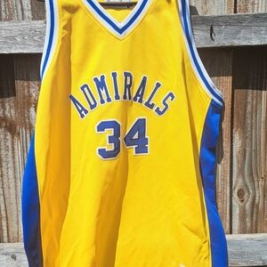 Admirals #34 Yellow and Blue Basketball Jersey